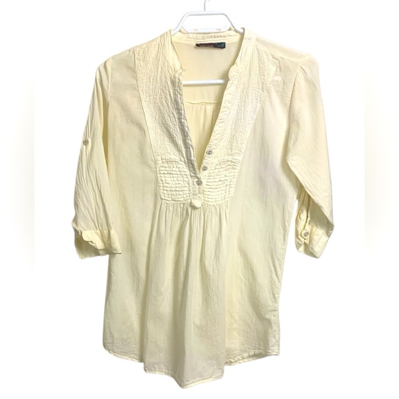 Devoted Sheer Ivory Tunic, Lightweight, Airy, 100% cotton, w Roll Up Sleeves - Picture 1 of 8